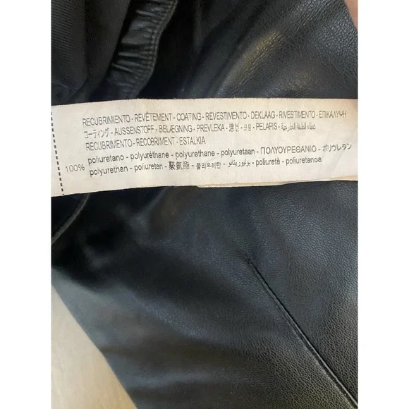 Zara Black Drawstring‎ Elastic Waist Black Faux Leather Pants Women's Size M - Picture 9 of 9